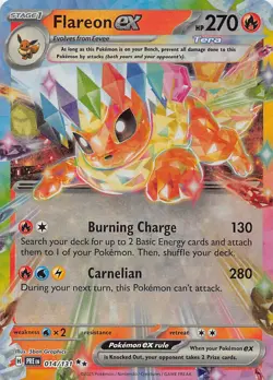 Pokemon TCG SV: Prismatic Evolutions Flareon ex Double Rare 014/131 NM - Image 1