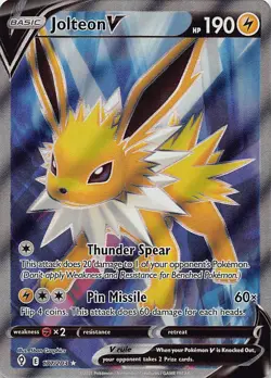 Pokemon TCG SWSH07: Evolving Skies Jolteon V (Full Art) Ultra Rare 177/203 NM - Image 1