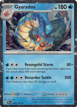 Pokemon TCG SV02: Paldea Evolved Gyarados Cosmo Holo Rare 043/193 NM - Image 1