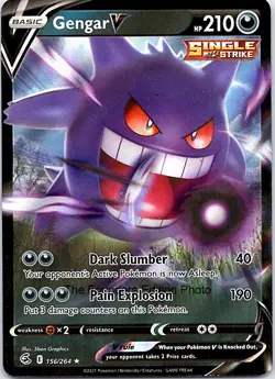 Pokemon TCG SWSH08: Fusion Strike Gengar V Ultra Rare Holofoil 156/264 NM - Image 1