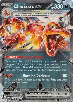Pokemon TCG SV03: Obsidian Flames Charizard ex Double Rare 125/197 NM - Image 1