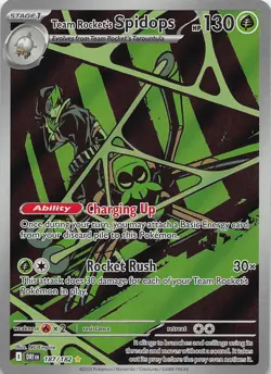 Pokemon TCG SV10: Destined Rivals Team Rockets Spidops Illustration Rare 187/182 - Image 1