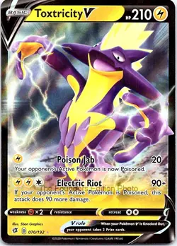 Pokemon TCG SWSH02: Rebel Clash Toxtricity V Ultra Rare Holofoil 070/192 NM - Image 1