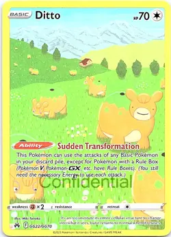 Pokemon TCG Crown Zenith: Galarian Gallery Ditto Ultra Rare GG22/GG70 NM - Image 1