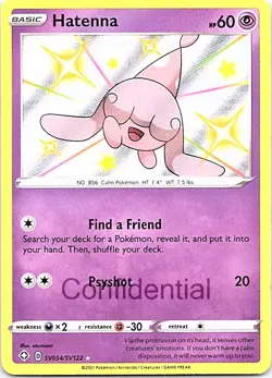 Pokemon TCG Shining Fates: Shiny Vault Hatenna Shiny Holo Rare SV054/SV122 NM - Image 1