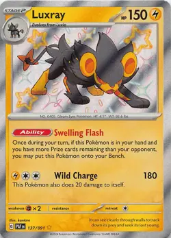 Pokemon TCG SV: Paldean Fates Luxray Shiny Rare 137/091 NM - Image 1
