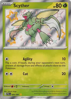 Pokemon TCG SV: Paldean Fates Scyther Shiny Rare 095/091 NM - Image 1