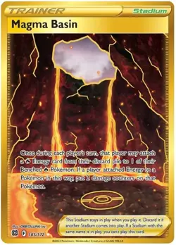 Magma Basin - 185/172 - Secret Rare NM, English Pokemon Brilliant Stars - Image 1
