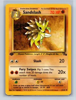 SANDSLASH 41/62 UC FOSSIL POKEMON 1ST EDITION MP - Image 1