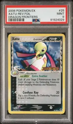 POKEMON EX DRAGON FRONTIERS #25 XATU-REV.FOIL DRAGON FRONTIERS PSA 9 *LOW POP* - Image 1