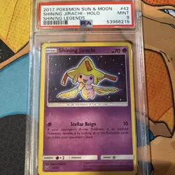 2017 POKEMON SUN & MOON SHINING LEGENDS #42 SHINING JIRACHI-HOLO PSA 9 - Image 3