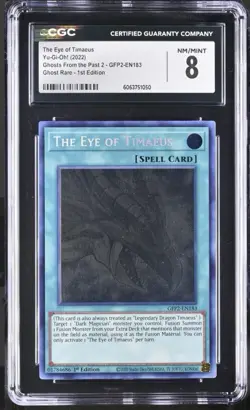 Yugioh CGC 8 MINT The Eye of Timaeus GFP2-EN183 Ghost Rare 1st Ed 2022 POP 2 - Image 1