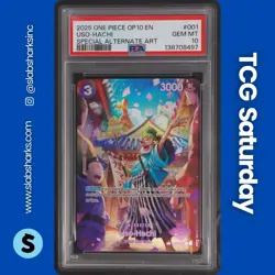 2025 ONE PIECE ROYAL BLOOD STARTER DECK 18 PROMO #ST18-001 USO-HACHI SP PSA 10 - Image 1