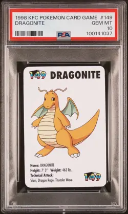 1998 KFC POKEMON CARD GAME #149 DRAGONITE GEM MINT 10 RARE - Image 1