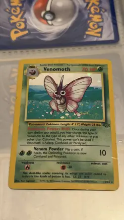 Pokemon TCG Venomoth Jungle Set Holo Rare Card 13/64 1999 HP - Image 1