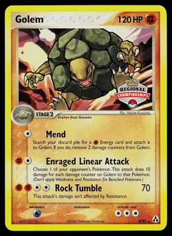 Pokemon Card - Golem Legend Maker Regional Championships 6/92 Rare Promo - Image 1