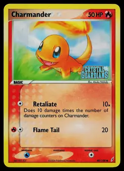 Pokemon Card - Charmander Crystal Guardians 48/100 Common Reverse Holo STAMPED - Image 1