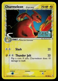 Pokemon Card - Charmeleon Crystal Guardians 30/100 Uncommon Reverse Holo STAMPED - Image 1