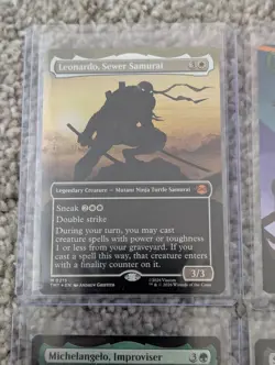 TMNT MTG Mythic Foil Lot (4): Michelangelo Silhouette #219 Super Shredder #83 - Image 2