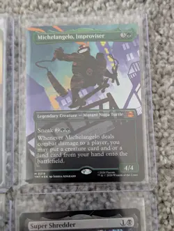TMNT MTG Mythic Foil Lot (4): Michelangelo Silhouette #219 Super Shredder #83 - Image 3