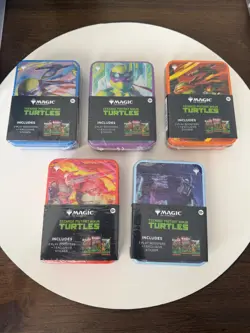 NEW Magic The Gathering TMNT Tins Set 5 MTG - Factory Sealed (2 w/ Minor Tears) - Image 1