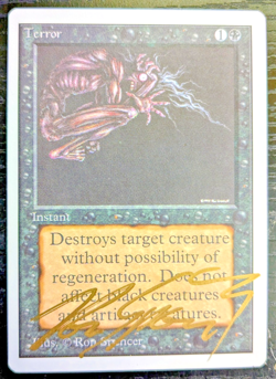 MTG UNLIMITED Terror SIGNED IN GOLD BY RON SPENCER - Image 1