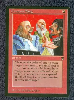 DWARVEN SONG uncommon 1994 LEGENDS MTG Unplayed. Printer run marks - Image 1