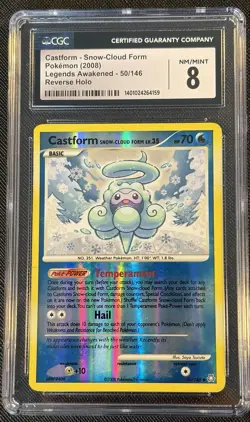 2008 Pokemon Legends Awakened 50/146 Castform Snow-cloud Form Reverse Holo CGC 8 - Image 1