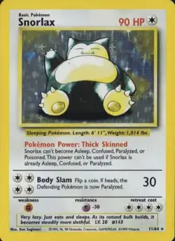 Pokemon TCG Snorlax Jungle 11/64 Holo NO SYMBOL ERROR Unlimited Holo Rare - Image 1