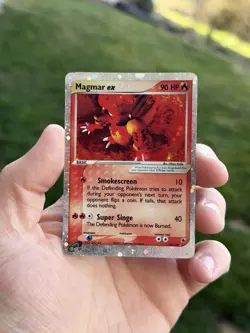 Pokemon TCG Magmar EX Ruby and Sapphire Holo Ultra Rare Card 100/109 *DAMAGED* - Image 1