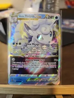 Pokemon TCG Alolan Vulpix VSTAR 034/195 Ultra Rare Silver Tempest Near Mint NM - Image 1
