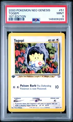 2000 POKEMON NEO GENESIS 1ST ED #51 TOGEPI PSA 9 - Image 1