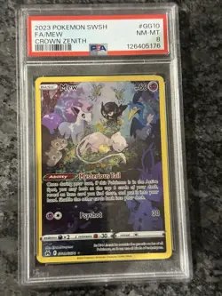 2023 POKEMON SWORD AND SHIELD CROWN ZENITH GG10 FULL ART/MEW PSA 8 NM-MINT - Image 1