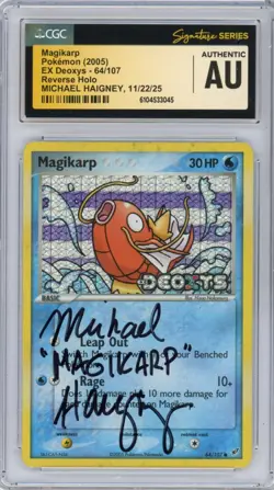 CGC AUTO Signed Michael Haigney - Magikarp (64/107) Deoxys Reverse Holo - Image 1