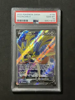 2020 Pokemon SWSH 195/202 Zacian V Full Art PSA 10 Gem Mint - Image 1