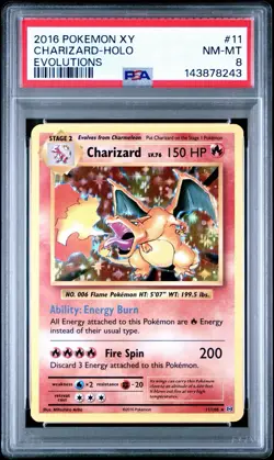 2016 POKEMON XY EVOLUTIONS #11 CHARIZARD-HOLO PSA 8 - Image 1