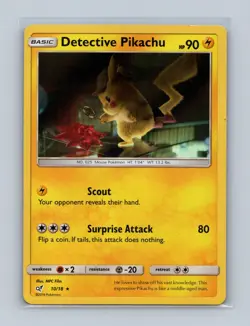 Detective Pikachu 10/18 Rare Detective Pikachu Pokemon Lightly Played - Image 1