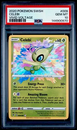 Pokemon 2020 SWSH Vivid Voltage CELEBI 009 Amazing Rare Holo PSA 10 GEM MT - Image 1
