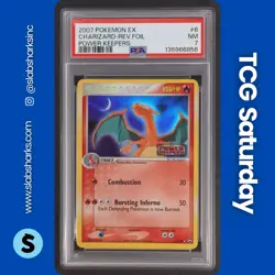 2007 POKEMON EX POWER KEEPERS #6/108 CHARIZARD REVERSE FOIL PSA 7 - Image 1