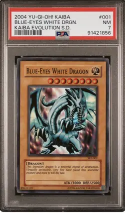 2004 Yugioh Kaiba Unlimited Blue-Eyes White Dragon SKE-001 Ultra Rare PSA 7 - Image 1