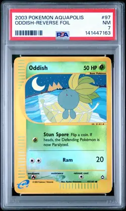 Oddish 97/147 PSA 7 NM Reverse Holo Aquapolis Pokemon Card 2003 🔥🔥 - Image 1