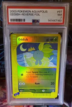 Oddish 97/147 PSA 7 NM Reverse Holo Aquapolis Pokemon Card 2003 🔥🔥 - Image 2