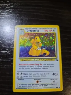 Pokemon TCG Dragonite Holo Rare Card 4/62 Fossil 1999 - Image 1