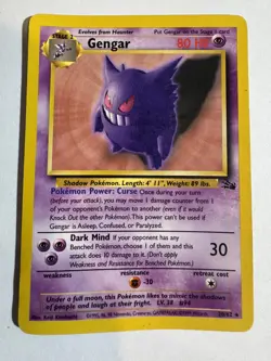 GENGAR Fossil POKEMON 1999 Trading Card 20/62 - Image 1