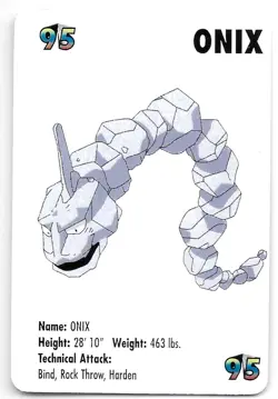 1998 KFC POKEMON CARD ONIX NINTENDO - Image 1