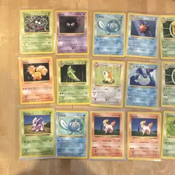 Pokemon Shadowless Base Set Lot, 59 Cards, LP- NM Condition, Commons/Uncommons - Image 1