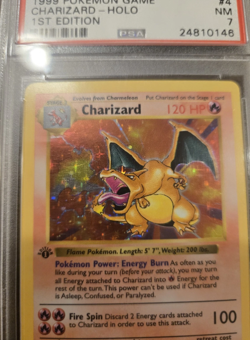Charizard 1999 Base Set 1st Edition Shadowless Holo Pokemon Card PSA 7 NM - Image 3