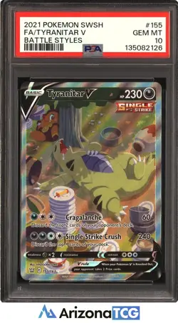Pokemon 2021 Tyranitar V 155/163 Alt Art Battle Styles GEM MINT PSA 10 - Image 1