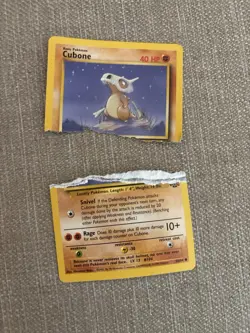 1999 Pokemon Jungle Cubone 50/64 WOTC Vintage Card DAMAGED RIPPED - Image 1