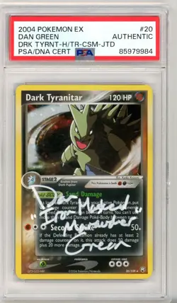 PSA Signed Dan Green Pokemon TCG Dark Tyranitar Team Rocket Returns 20/109 Holo - Image 1